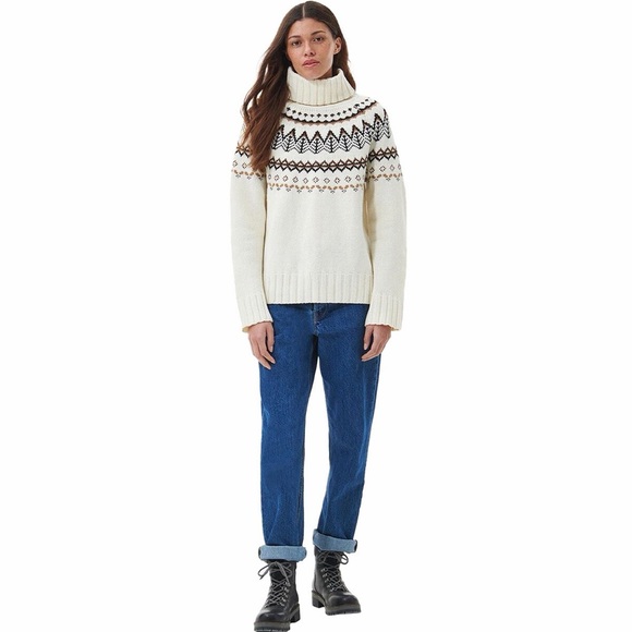 Tahari Sweaters - Tahari Fair Isle Turtleneck Sweater Ivory Knit XS Cozy Winter Oversized